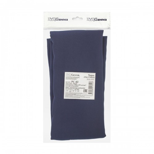 Ткань PC-02   Poly Chiffon   ФАСОВКА   84 г/кв.м ± 5 г/кв.м  150 х  147 см ± 5 см  100\% полиэстер №07 синий