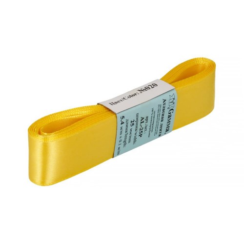 Лента атласная 25 мм ( 1 ")  "Gamma"   AL-25P   ФАСОВКА   5 x  5.4 м №020 желтый