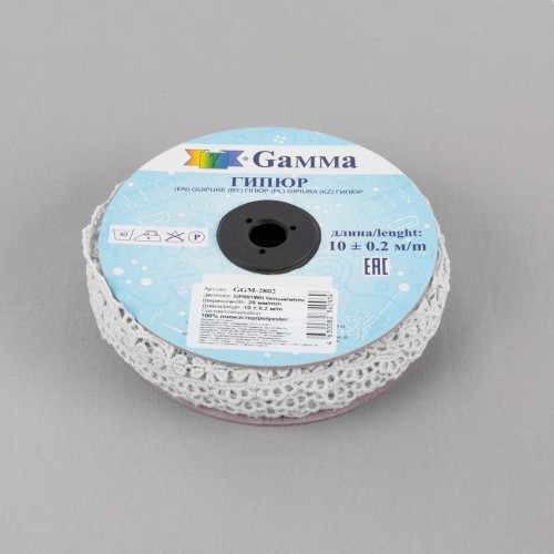 Гипюр "Gamma"   28 мм  GGM-2802   в рулоне   10 м ± 0.2 GP001WH белый