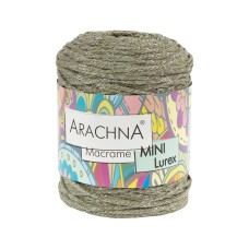 Пряжа ARACHNA "Macrame Mini Lurex"   75\% хлопок, 15\% полиэстер, 10\% люрекс   4 шт. х  250 г ± 10 г  200 м ± 20 м №45 св.хаки-серебро