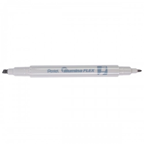 "Pentel"   Текстовыделитель двусторонний "Illumina flex"   1,0 - 3,5 мм   перо скошенное   10 шт. SLW11P-NE серый