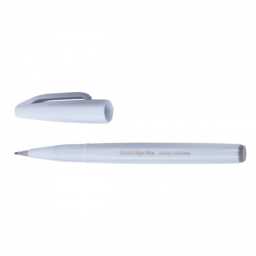 "Pentel"   Фломастер-кисть Brush Sign Pen   2,0 мм   кисть SES15C-N2X светло-серый