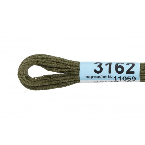 Нитки для вышивания "Gamma"    мулине  ( 3071-3172 )  100\% хлопок   24 x  8 м №3162 хаки