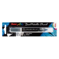"Pentel"   Маркер-кисть с кнопкой подкачки чернил XGFH в блистере   1-10 мм   кисть XGFH-DZX серебро