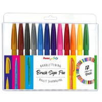 "Pentel"   Набор брашпенов Pentel Brush Sign Pens Basic   от 0.2 мм   12 цв.  кисть SES15-12