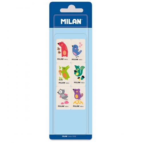 "Milan"   Набор 6 ластиков  9202 в блистере   21х 6,5 х 1,5 см BMM9202