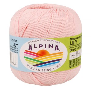 Пряжа ALPINA "LILY" 2   100\% мерсеризованный хлопок   10 шт. х  50 г  175 м ± 5 м №004 розовый