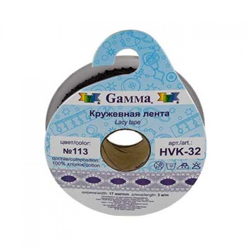 "Gamma"   кружевная лента   HVK-32   ФАСОВКА   17 мм  5 х  3 м  СК/Распродажа №113 черный