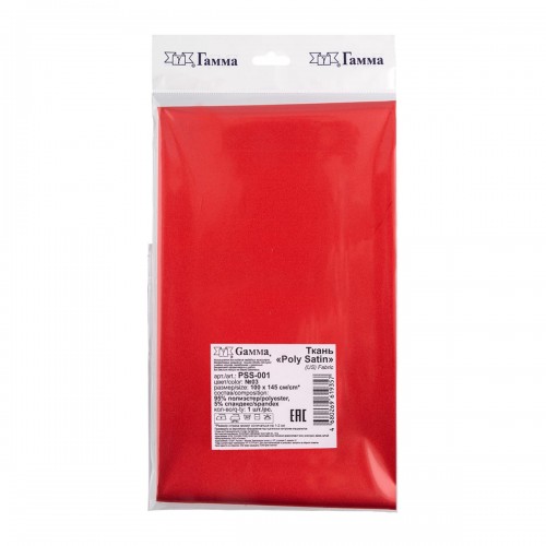 Ткань PSS-001   Poly satin   ФАСОВКА   100 г/кв.м ± 5 г/кв.м  100 х  145 см  95\% полиэстер, 5\% спандекс №03 красный