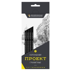 "ВКФ"   "Проект"   12B-4010   Набор графитных карандашей   заточенный   ассорти   8 х  12 шт. 6М(6B), 5М(5B), 4М(4B), 3М(3B), 2М(2B), М(B), ТМ(HB), ТМ(HB), Т(H), Т(H), 2Т(2H), 2Т(2H)