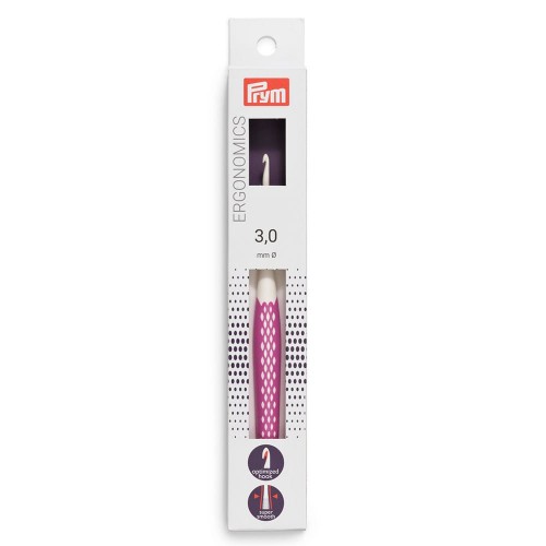 Для вязания "PRYM"   218483   крючок для вязания Ergonomics   пластик  d 3.0 мм  16 см  в картонной упаковке фиолетовый