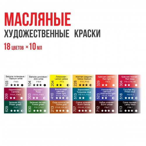 Краска масляная "VISTA-ARTISTA"   Studio   Набор   VAOSS-1810   18 цв. х  10 мл .