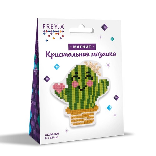 Кристальная (алмазная) мозаика  "ФРЕЯ" ALVM-026   магнит "Кактус" 9 х 8.5 см