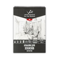"VISTA-ARTISTA"   DSN-A4   Альбом для эскизов   120 г/м2  A4   21 х  30 см  на спирали   20 л. "Интерьеры. Гостиная"