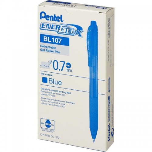 "Pentel"   Ручка гелевая автоматическая Energel-X  d 0.7 мм  12 шт. BL107-S3 цвет чернил: бирюзовый