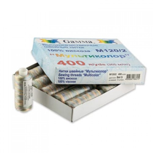Нитки для вышивания "Gamma"   мультиколор   M120/2   100\% вискоза   10 шт.  400 я Set 11 изумруд