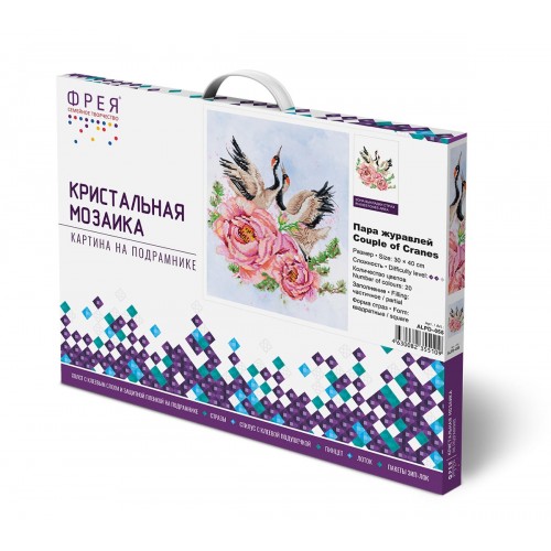 Кристальная (алмазная) мозаика  "ФРЕЯ" ALPD-055   на подрамнике "Пара журавлей" 30 х 40 см