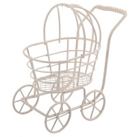 Миниатюра садовая "Blumentag"   MET-090   "Коляска"   металл   12.5 х  11.5 см 02 Белый