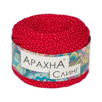 Пряжа ARACHNA "Sling Print"   100\% хлопок   6 шт. х  150 г ± 10 г  50 м ± 2 м № 028 горошек_красный
