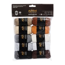 Пряжа ALPINA "AMIGURUMI"   100\% хлопок   10 х  25 г  62 м ± 1 м Set №01