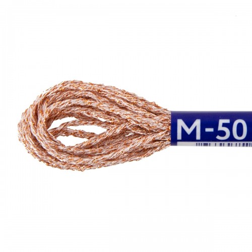Нитки для вышивания "Gamma"   мулине NM   металлик   100\% полиэстер   12 x  6 м M-50 белый/золотистый