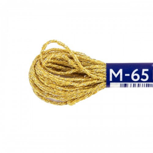 Нитки для вышивания "Gamma"   мулине NM   металлик   100\% полиэстер   12 x  6 м M-65 бл.желтый/серебристый