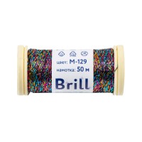 Нитки для вышивания "Gamma"   "Brill" мулине М   металлик   100\% полиэстер   5 x  50 м M-129 голубой/яр.розовый/золотистый