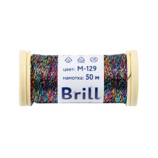 Нитки для вышивания "Gamma"   "Brill" мулине М   металлик   100\% полиэстер   5 x  50 м M-129 голубой/яр.розовый/золотистый