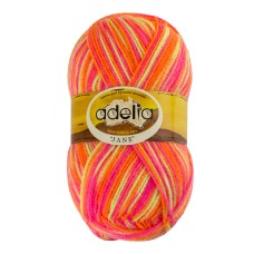 Пряжа ADELIA "JANE"   100\% акрил   10 шт. х  50 г  227 м ± 10 м №16 яр.жёлтый-яр.оранжевый-яр.розовый