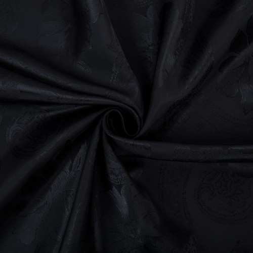 Ткань подкладочная "Gamma"   Taffeta с рисунком   JTR   52\% полиэстер, 48\% вискоза   145 см ± 2 см №112 черный (огурцы,цветы)