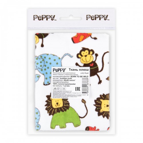 "PEPPY"   Плюш   BORN TO BE WILD   ФАСОВКА   48 x 48 см  440 г/кв.м ± 5   100\% полиэстер buddies multi