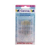 Иглы для шитья ручные "Gamma"   N-381   синельные №18-22   6 шт.  в блистере .
