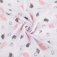 Ткань "PEPPY"   Ткань муслиновая   ФАСОВКА   EMBRACE   100\% хлопок   100 х  125 см  Shannon Fabrics whales blush
