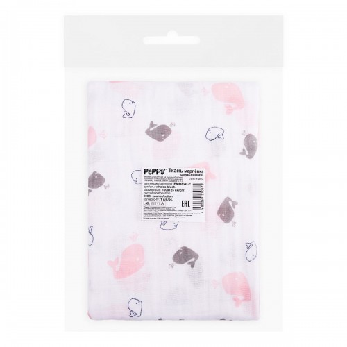 Ткань "PEPPY"   Ткань муслиновая   ФАСОВКА   EMBRACE   100\% хлопок   100 х  125 см  Shannon Fabrics whales blush