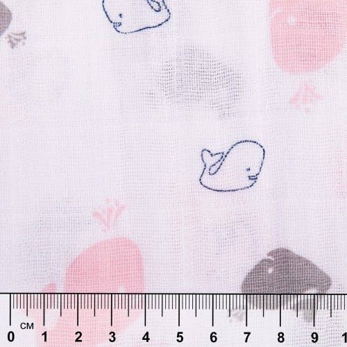 Ткань "PEPPY"   Ткань муслиновая   ФАСОВКА   EMBRACE   100\% хлопок   100 х  125 см  Shannon Fabrics whales blush
