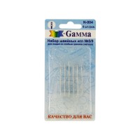 Иглы для шитья ручные "Gamma"   N-004   "для слабовидящих" №5/9   6 шт.  в блистере .