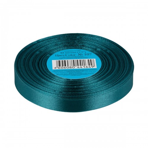 Лента атласная 12 мм ( 1/2 ")  "Gamma"   33 м ± 2 м №107 т-зеленый