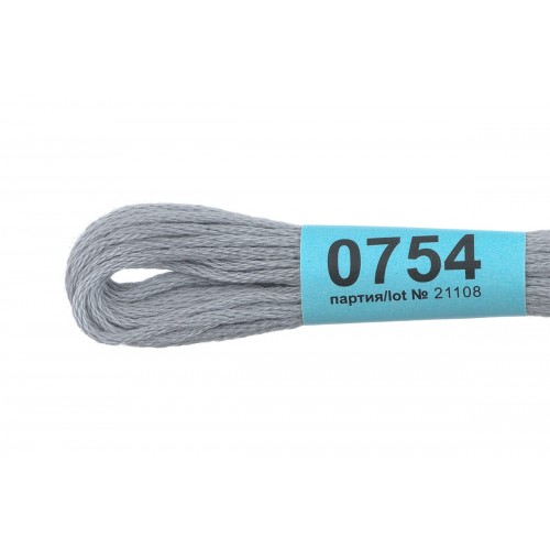 Нитки для вышивания "Gamma"    мулине  ( 0207-0819 )  100\% хлопок   24 x  8 м №0754 серо-голубой