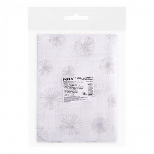 Ткань "PEPPY"   Ткань муслиновая   ФАСОВКА   EMBRACE METALLIC   100\% хлопок   100 х  125 см ± 2 см  Shannon Fabrics emmmake a wish silver