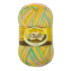 Пряжа ADELIA "JANE"   100\% акрил   10 шт. х  50 г  227 м ± 10 м №22 желтый-розовый-зеленый-св.желтый