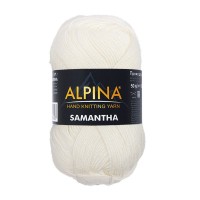 Пряжа ALPINA "SAMANTHA"   75\% вискоза, 25\% полиэстер   10 шт. х  50 г  160 м ± 10 м №02 молочный