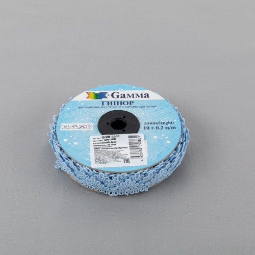 Гипюр "Gamma"   25 мм  GGM-2501   в рулоне   10 м ± 0.2   Турция св.голубой