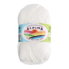 Пряжа ALPINA "XENIA"   100\% мерсеризованный хлопок   10 шт. х  50 г  240 м ± 10 м №001 БЕЛЫЙ
