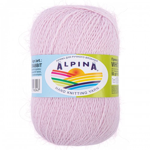 Пряжа ALPINA "WHITE RABBIT"   55\% пух кролика, 45\% нейлон   10 шт. х  50 г  300 м ± 15 м №244 св.розовый