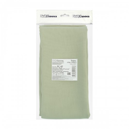 Ткань PC-02   Poly Chiffon   ФАСОВКА   84 г/кв.м ± 5 г/кв.м  150 х  147 см ± 5 см  100\% полиэстер №12 оливковый