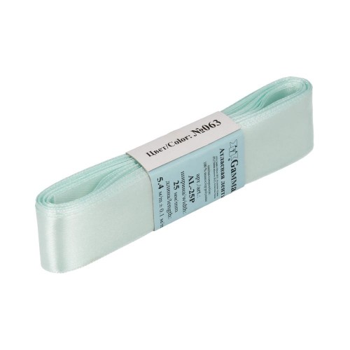 Лента атласная 25 мм ( 1 ")  "Gamma"   AL-25P   ФАСОВКА   5 x  5.4 м №063 св.св.зеленый