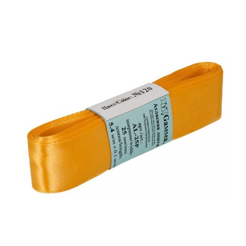 Лента атласная 25 мм ( 1 ")  "Gamma"   AL-25P   ФАСОВКА   5 x  5.4 м №120 т-желтый