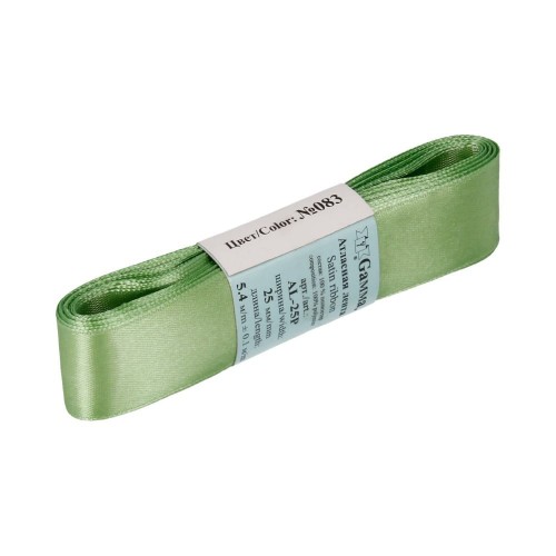 Лента атласная 25 мм ( 1 ")  "Gamma"   AL-25P   ФАСОВКА   5 x  5.4 м №083 св.зеленый