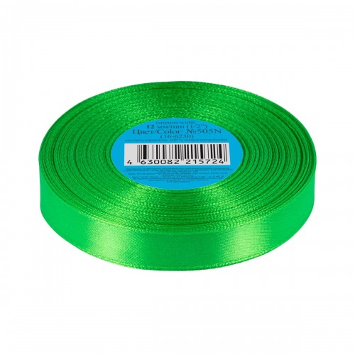 Лента атласная 12 мм ( 1/2 ")  "Gamma"   33 м ± 2 м №505N(16-6230) салатовый