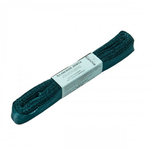 Лента атласная 12 мм ( 1/2 ")  "Gamma"   AL-12P   ФАСОВКА   10 x  5.4 м №527L(18-4728) т.зеленый